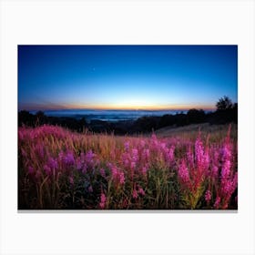 A Bright Sunrise Casting A Luminescent Glow On A Lush Countryside Garden During Summer Awash With P (3) Canvas Print