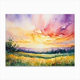 Abstract Watercolor Painting Capturing The Essence Of A Spring Sunrise In Nature Glowing With Brigh 2 1 Canvas Print