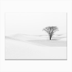 Minimalistic Artwork Of A Tree And Sand Dunes In The Sahara Desert Canvas Print