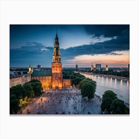 Swedish City At Dusk Canvas Print