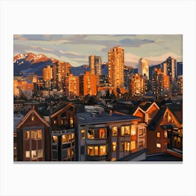 Snowy Mountain City Canvas Print