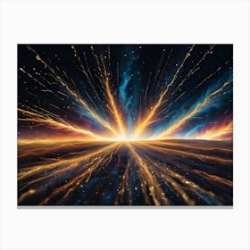 Intricate Lines Of Light Flow Outward Like Starbursts On A Dark, Star Strewn Background Canvas Print