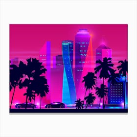 Synthwave Neon City - Vice city Canvas Print