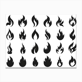 Black Fire Flame Set Canvas Print