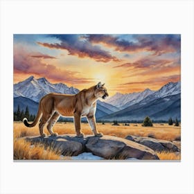 Where the Sky Meets the Eart Cougar Canvas Print