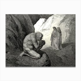 Gustave Dore - Inferno Canto 7 Remastered Detail | Biblical Gothic Art Prints by Gustave Doré | Dante's Inferno Paradiso Rose in HD Canvas Print