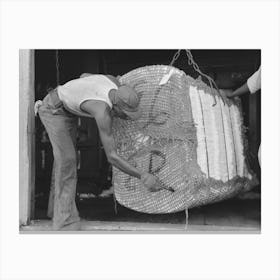 Painting Identification Marks On A Bale Of Cotton, Lehi, Arkansas By Russell Lee Canvas Print