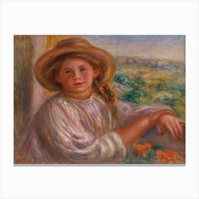 Girl On A Balcony, Cagnes, Pierre Auguste Renoir Canvas Print