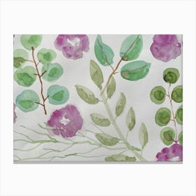 Purple And Green Watercolor Painting Canvas Print