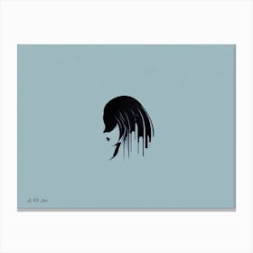 Masked Women Minimal Head Illustration With Blue Touch Canvas Print
