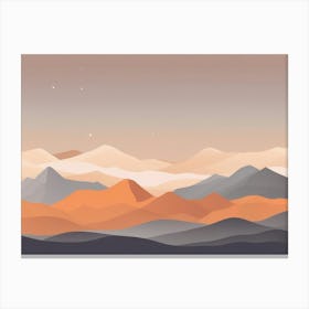 Misty mountains horizontal background in orange tone 34 Canvas Print