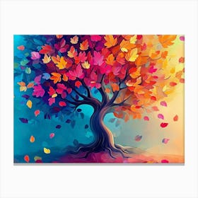 Elegant Colorful Tree with Vibrant Leaves Hanging Branches 15 Canvas Print