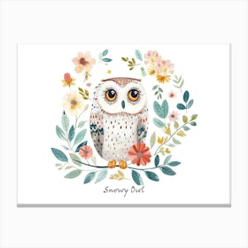 Little Floral Snowy Owl 4 Poster Canvas Print