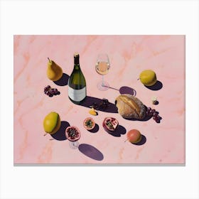 Wine, Fruit And Bread Canvas Print