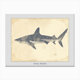 Grey Shark Silhouette 5 Poster Canvas Print