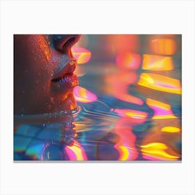 Woman Swim in Neon Light Canvas Print