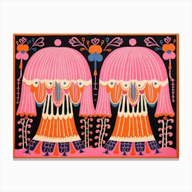 Jellyfish Folk Style Animal Illustration Canvas Print