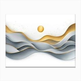 The Canvas Is A 3d Modern Canvas of a Landscape Background in Golden and Gray Canvas Print