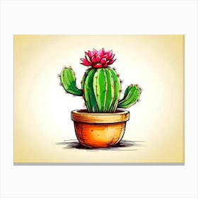 Cactus In Pot Canvas Print