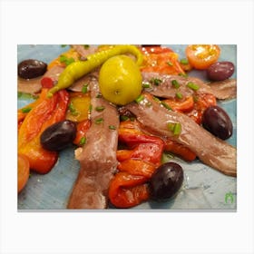 Olives, anchovies And Peppers On A Plate 20210313-1PPUB Canvas Print