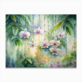 2 Orchids Hanging Gracefully In The Rainforest (1) Canvas Print