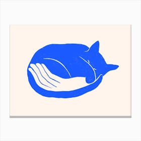 Cosy Cat Blue Canvas Print