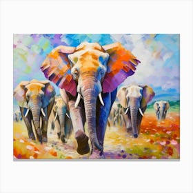 Elephants In The Wild Canvas Print