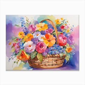 Basket Of Flowers 3 Canvas Print