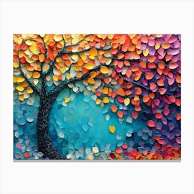 Elegant Colorful Tree with Vibrant Leaves Hanging Branches 16 Canvas Print