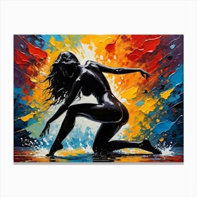  Naked woman silhouette with abstract background - Acrylic oil painting #3 Canvas Print