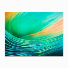 Abstract Background Featuring A Wave Cresting With Vibrant Tropical Ocean Hues Merge Of Turquoise A (3) Canvas Print