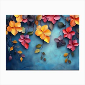 Elegant Colorful with Vibrant Flower Hanging Branches Illustration Background 1 Canvas Print