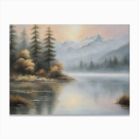 Mystic Dawn Over A Serene Lake Canvas Print