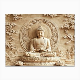 3d Hindu Ancient Religious Buddha Art Background Golden 6 Canvas Print