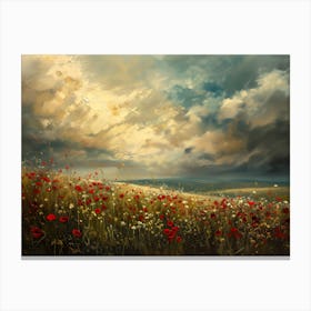 Wildflowers Field Landscape 5 Canvas Print