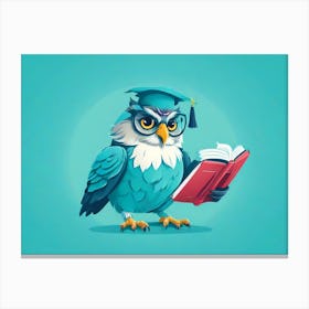 Owl Reading A Book Canvas Print