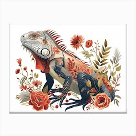 Little Floral Iguana 4 Canvas Print