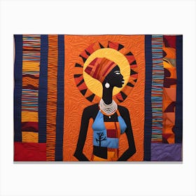 African Quilting Inspired Folk Art, 1231 Canvas Print