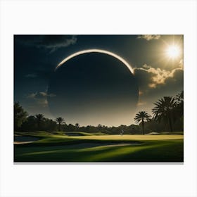 Eclipse Over Golf Course Canvas Print