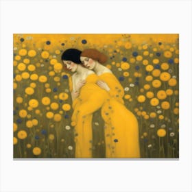 Two Women In Yellow Canvas Print