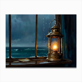 Sea, Rain, Lantern Canvas Print