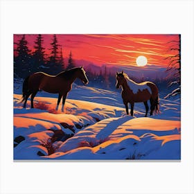 Mustangs at Sundown Canvas Print