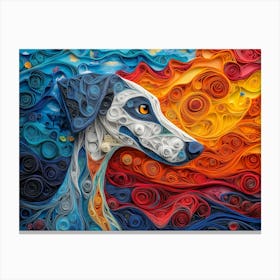 Greyhoun Paper Quilling Dog Portrait II Canvas Print