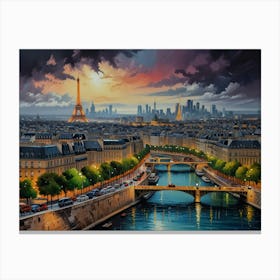 Paris At Sunset 1 Canvas Print