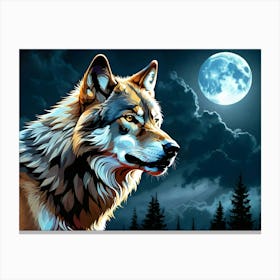 Wolf In The Moonlight 1 Canvas Print