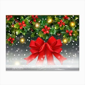 A Festive Christmas Greeting Symbolically Displayed Featuring Holly Fresh And Fiery Red Leaves Br (2) Canvas Print