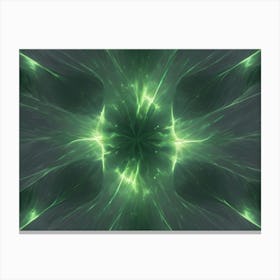 Abstract Image Of A Green And White Fractal, With A Symmetrical Pattern Of Glowing Lines And Shapes, Creating A Sense Of Energy And Movement Canvas Print