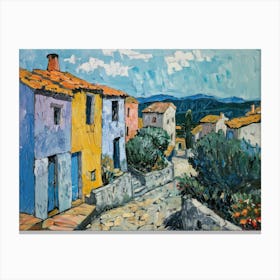 Blue Rustic Charm Painting Inspired By Paul Cezanne Canvas Print