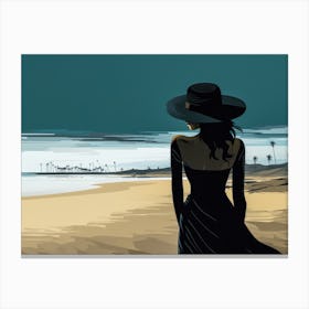 Illustration of an African American woman at the beach 51 Canvas Print