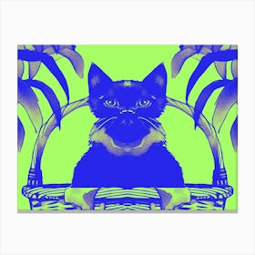 Cats Meow Bright Green 1 Canvas Print